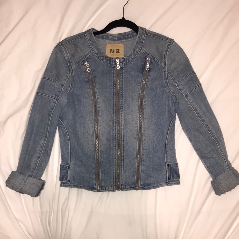Paige Light Denim Jacket with Zippers